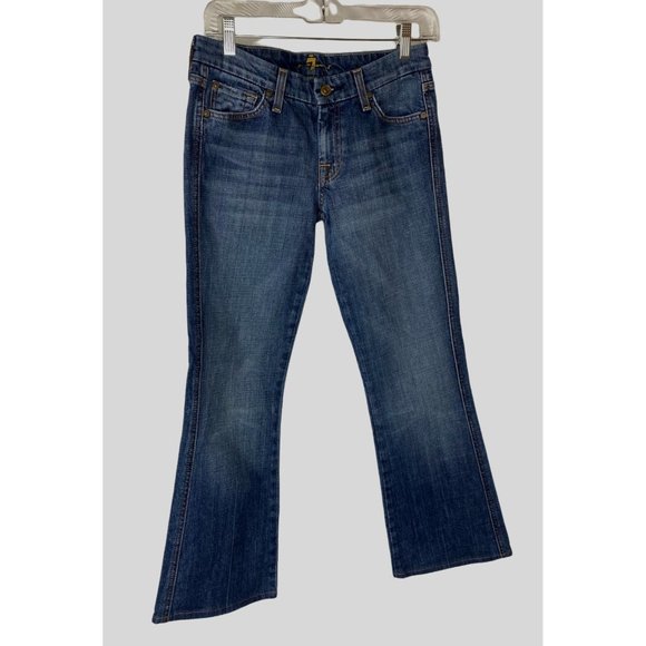 7 For All Mankind Women's Bootcut Jeans Embroidered Size 28 Medium Wash - Picture 1 of 9
